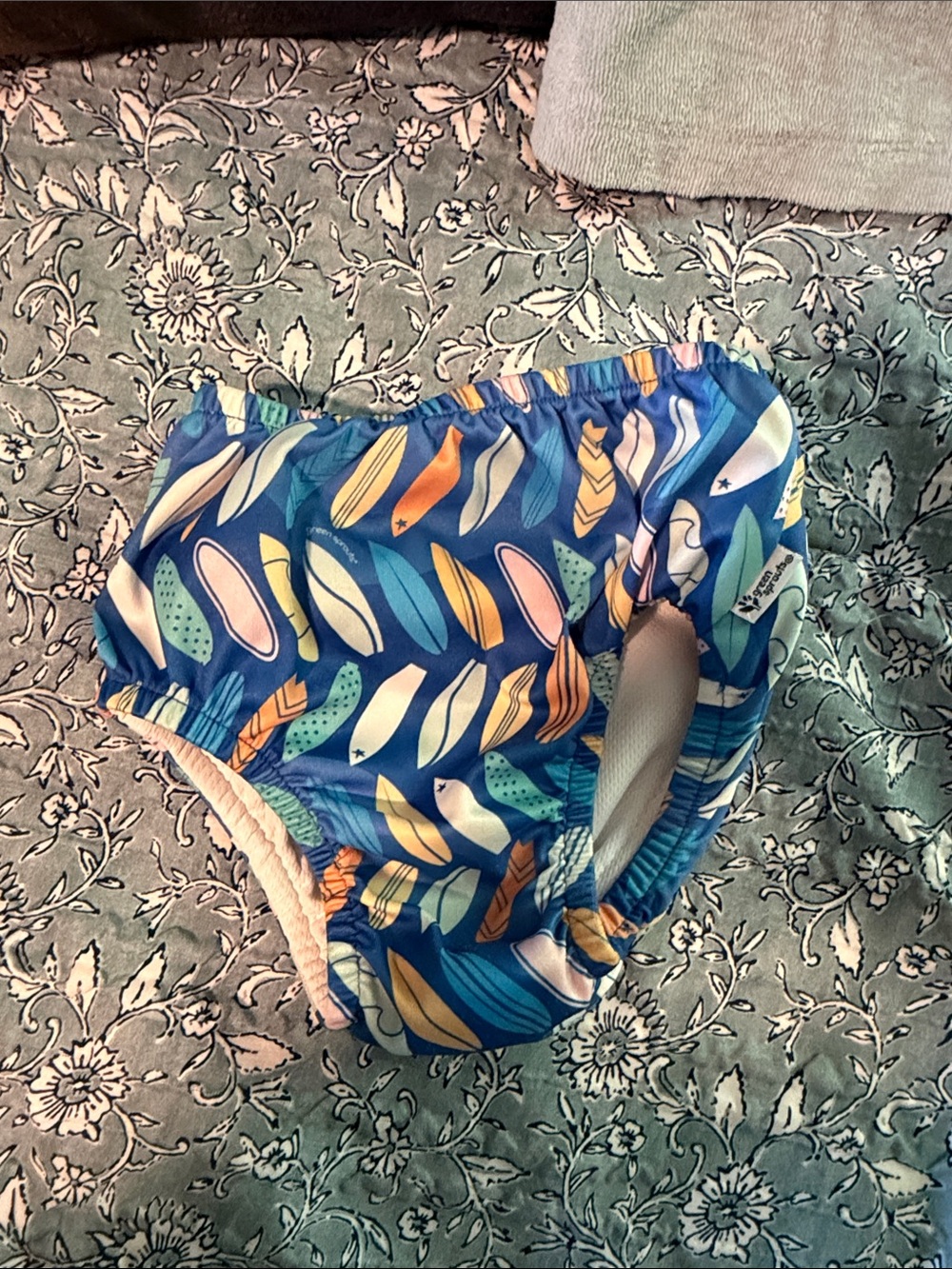 Kids Blue Surfboard Print Swim Diaper